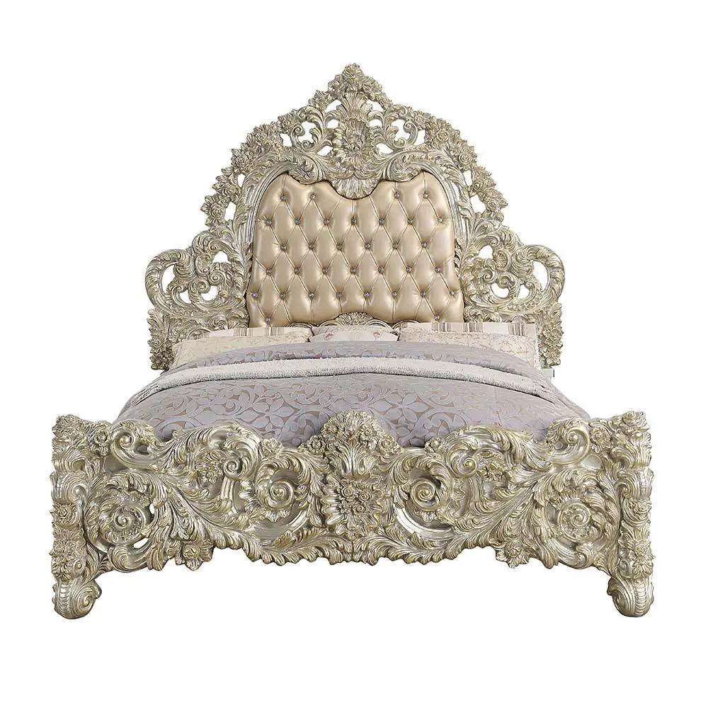 Sorina - Eastern King Bed - Synthetic Leather & Antique Gold by Unique Piece Furniture