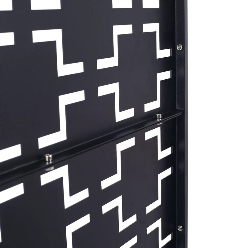 Outdoor / Indoor Privacy Screen Metal Privacy Screen, Freestanding Decorative Privacy Screen For Deck Balcony Patio - Black by HouseOfZazla