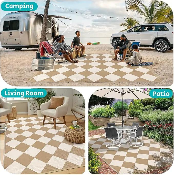 HEBE Outdoor Rug Waterproof 8x10, Plastic Straw Rug Camping Rug, Reversible Outdoor Patio Rugs RV Mat Clearance, Indoor Outside Floor Carpet for Porch,Deck,Camper,Balcony,Backyard by GreenHaven Gardens
