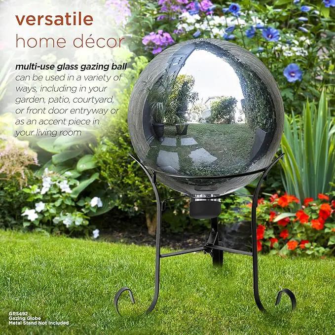 Alpine Corporation 10" Diameter Indoor/Outdoor Glass Gazing Globe Yard Decoration, Silver by GreenHaven Gardens