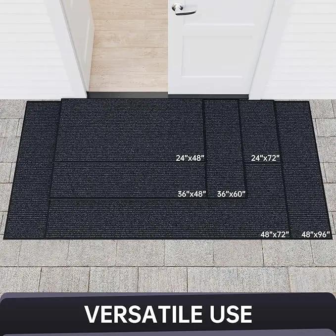 Front Door Mat, Heavy Duty Indoor Outdoor Entrance Door Mat, 96" x 48" Commercial Door Mats for Entryway, Durable Non-Slip Rubber Backing, Low-Profile Welcome Mats for Entry, Gray by GreenHaven Gardens