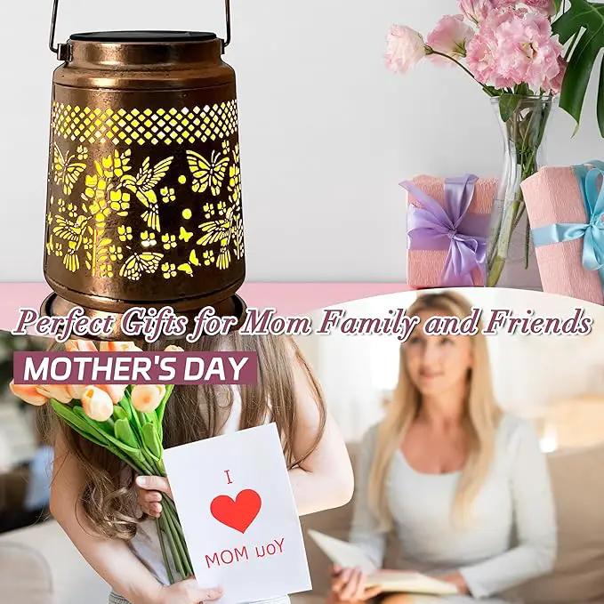 KY&BOSAM Solar Lanterns Outdoor Waterproof Hummingbird & Butterfly Lantern Garden Decor Birthday Gifts for Women Mom Metal Solar Lights Outdoor Lantern Hanging Outside for Yard Backyard Pathway Patio by GreenHaven Gardens