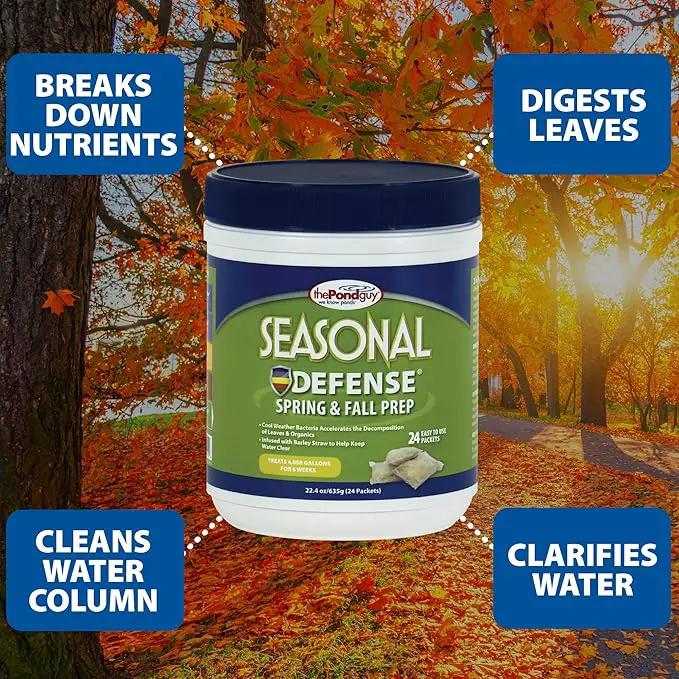 The Pond Guy Seasonal Defense, Spring & Fall Beneficial Bacteria, Barley & Enzymes, Cold Water Pond Sludge & Scum Treatment, Fish & Plant Safe, 96 Packets by GreenHaven Gardens