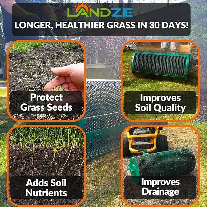 LANDZIE Lawn & Garden Spreaders - 36 Inch Heavy Duty Metal Mesh Basket Push/Tow Spreader - Compost, Peat Moss, Top Soil, Mulch - Durable Lightweight Multi-Purpose Yard Care Equipment - Manure Spreader by GreenHaven Gardens