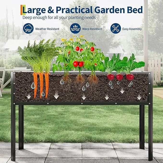 Galvanized Raised Garden Bed with Legs - 50×32×17In Metal Planter Box for Vegetables, Outdoor Raised Garden Beds Gardening, Durable Planter Raised Beds, Sturdy Planters for Outdoor Plants (Black) by GreenHaven Gardens