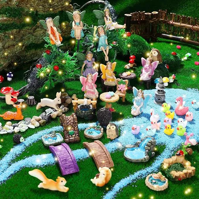 120 Pieces Garden Kit Accessories Garden Animals Miniatures Fairies Miniature Figurines Micro Landscape Ornaments DIY Kit for Outdoor Yard Lawn by GreenHaven Gardens