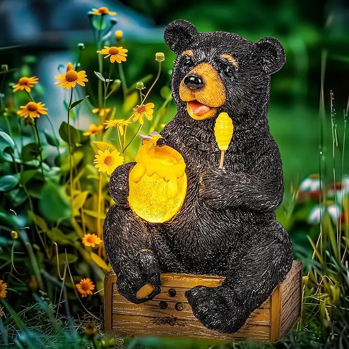 GIGALUMI Solar Garden Statues Outdoor Gifts for Women, Mom, Grandma, Cute Bear Figurine Christmas Housewarming Birthday Gifts, Garden Statues Decoration for Outside Yard, Patio, Balcony, Lawn, Pond by GreenHaven Gardens