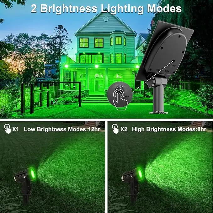 Green Solar Spot Lights Outdoor, 2 Pack Solar Landscape Spotlights IP65 Waterproof 9.8ft Cable, Auto On/Off Outdoor Wall Lights for Garden Yard Driveway Porch Walkway Pool (1-in-1) by GreenHaven Gardens