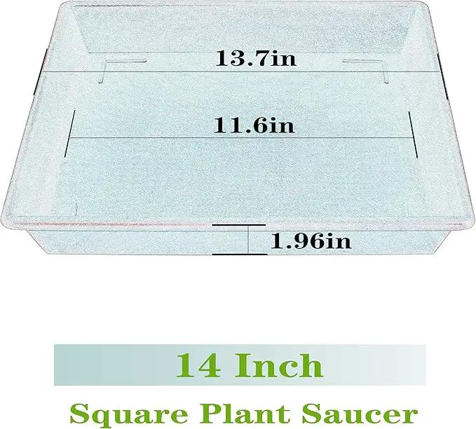 Square Plant Saucer 14 Inch 5 Pack，Plant Stand Plant Trays for Pots Heavy Duty Gray Plastic Plant Saucers for Indoors Outdoors, Flower Pot No Holes Plant Lover Gardening Gifts by GreenHaven Gardens