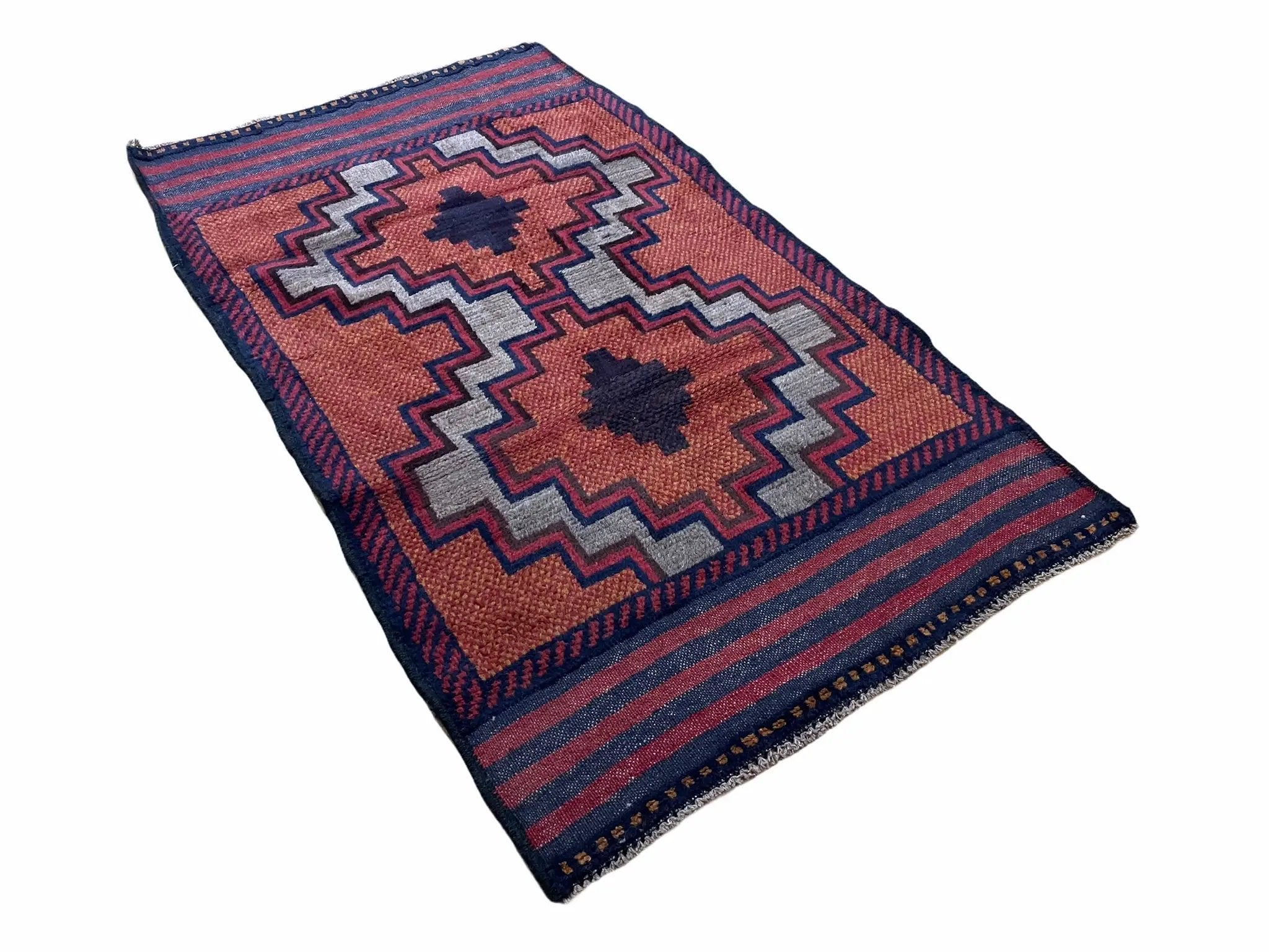 3X5 Vintage Handmade Tribal Wool Rug Balouchi Rug Afghan Rug Red 2' 8" X 4' 8" by Jewel Rugs