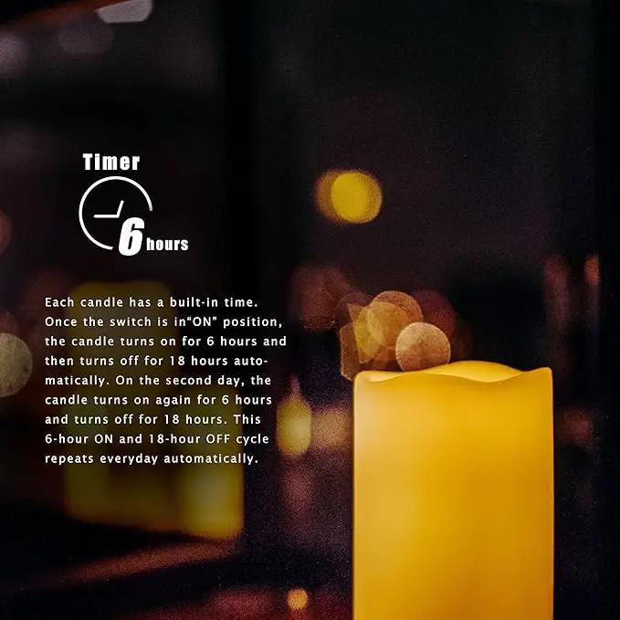 CANDLE CHOICE 3 Waterproof Outdoor Battery Operated Flameless LED Pillar Candle with Timer Flickering Plastic Resin Electric Decorative Light for Lantern Patio Garden Home Decor Party Wedding by GreenHaven Gardens