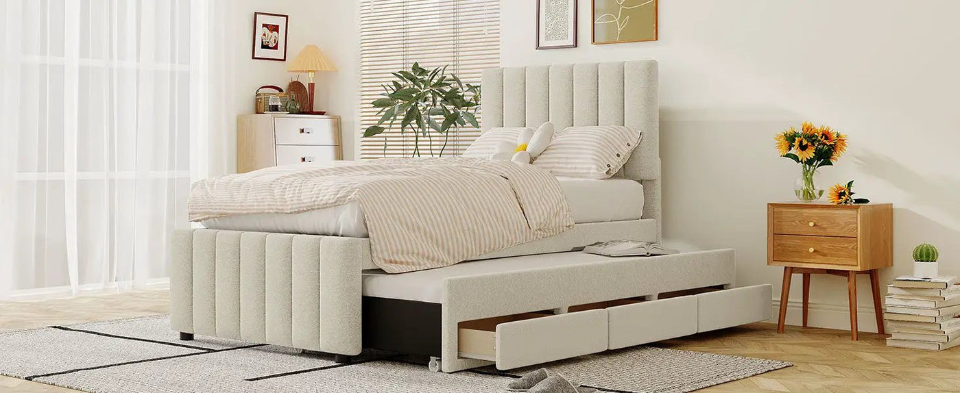 Upholstered Design Platform Bed With Trundle by HouseOfZazla