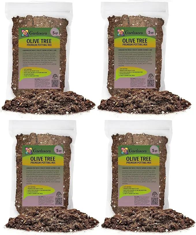 Premium Potting Mix for Olive Trees by Gardenera - 20 Quart - Promotes Strong Roots and Abundant Harvests (4 Bags of 5 Quart) by GreenHaven Gardens