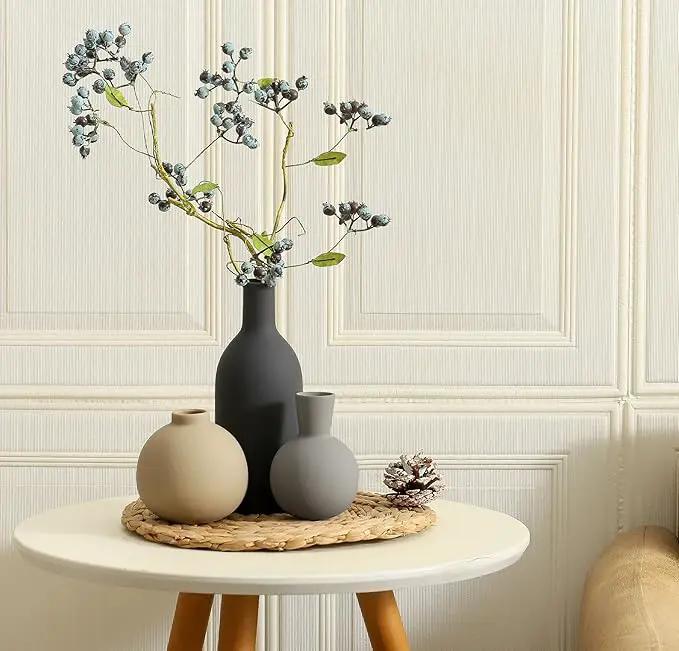 Ceramic Vase Set of 3, Flower Decorative Vases Home Decor Boho Neutral Modern Pottery Pampas Vases for Centerpiece Bouquet Table Mantel Entryway Bookshelf Living Room Bedroom Bathroom Kitchen by GreenHaven Gardens