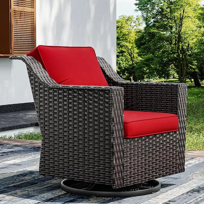 Joyside Outdoor Swivel Chair, Patio Swivel Chairs with Wide Armrest and Thick Cushions, Upgraded Large Size for Backyard, Garden, Poolside by GreenHaven Gardens
