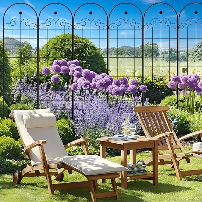 6 Pack Metal Garden Trellis 86.7" H Garden Fence Rustproof Trellis for Climbing Plants Support Roses Flower Outdoor Lawn Black by GreenHaven Gardens