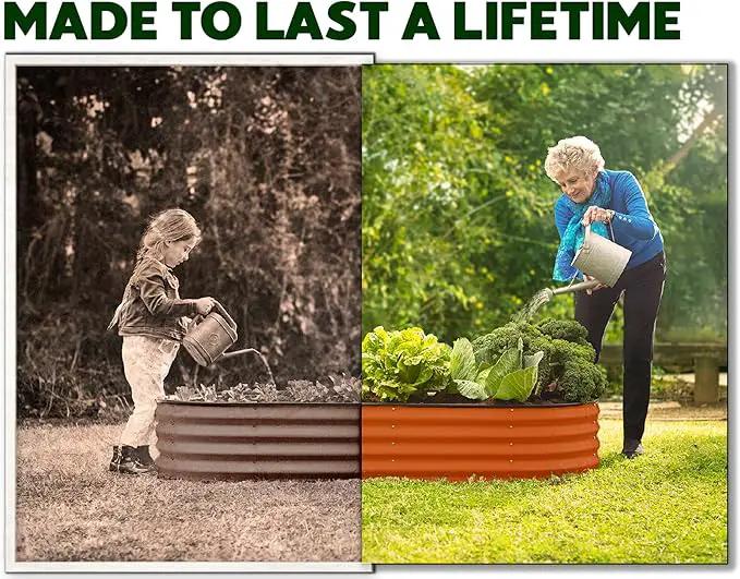 Galvanized Raised Garden Beds Outdoor // 4×2×1 ft Planter Raised Beds for Gardening, Vegetables, Flowers (Orange) // Large Metal Garden Box by GreenHaven Gardens