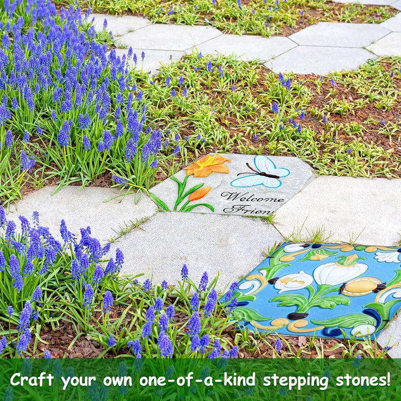 2 Size Hexagon Stepping Stone Mold, 9" /11.4" Reusable Cement Molds for Concrete, Plastic Concrete Molds for Walkways, Pavement and Garden by GreenHaven Gardens