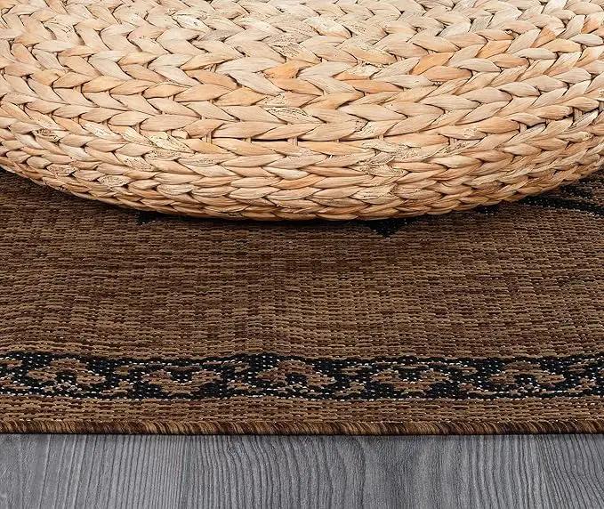 CAMILSON Outdoor Rug, 9x12 Medallion Nut Brown Black Modern Area Rugs for Large Indoor and Outdoor Patios, Kitchen and Hallway Mats, Washable Porch Deck Outside Carpet (Nut Brown Black, 9 x 12) by GreenHaven Gardens
