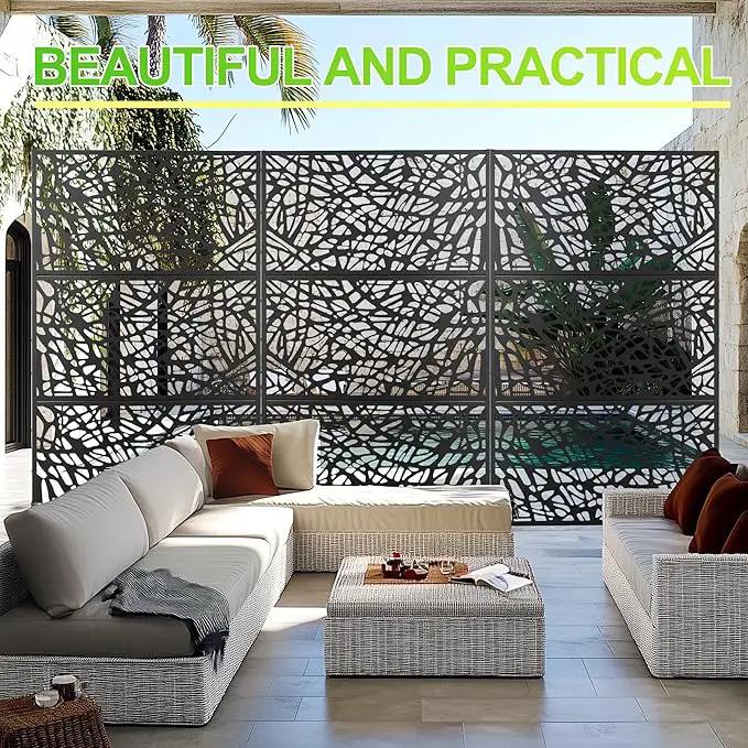 Outdoor Privacy Screen,72" H×47" W Metal Privacy Screen, Freestanding Privacy Fence Panels for Patio