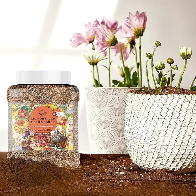GevaGrow - Western Wildflower Seeds Regional Mix - Organic, Non-GMO - 100% Pure Seed - 18 Different Wildflowers Seeds of Annual and Perennial, 1LB Tub by GreenHaven Gardens