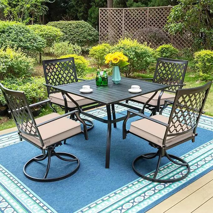 LVTXIII Patio Chair Cushions 19"x19"x3", Water-Repellent Outdoor Seat Cushions for Patio Furniture, Square Chair Pads with Ties for Home Garden Decoration, Set of 2, Beige by GreenHaven Gardens