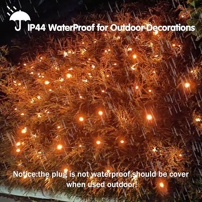 HISHINY Halloween Lights Outdoor,100LED 5ftx5ft Orange Net Lights with Connectable, Waterproof,UL Certified and Durable Green Wire Design for Bushes,Shrubs,Halloween Decorations Outdoor by GreenHaven Gardens