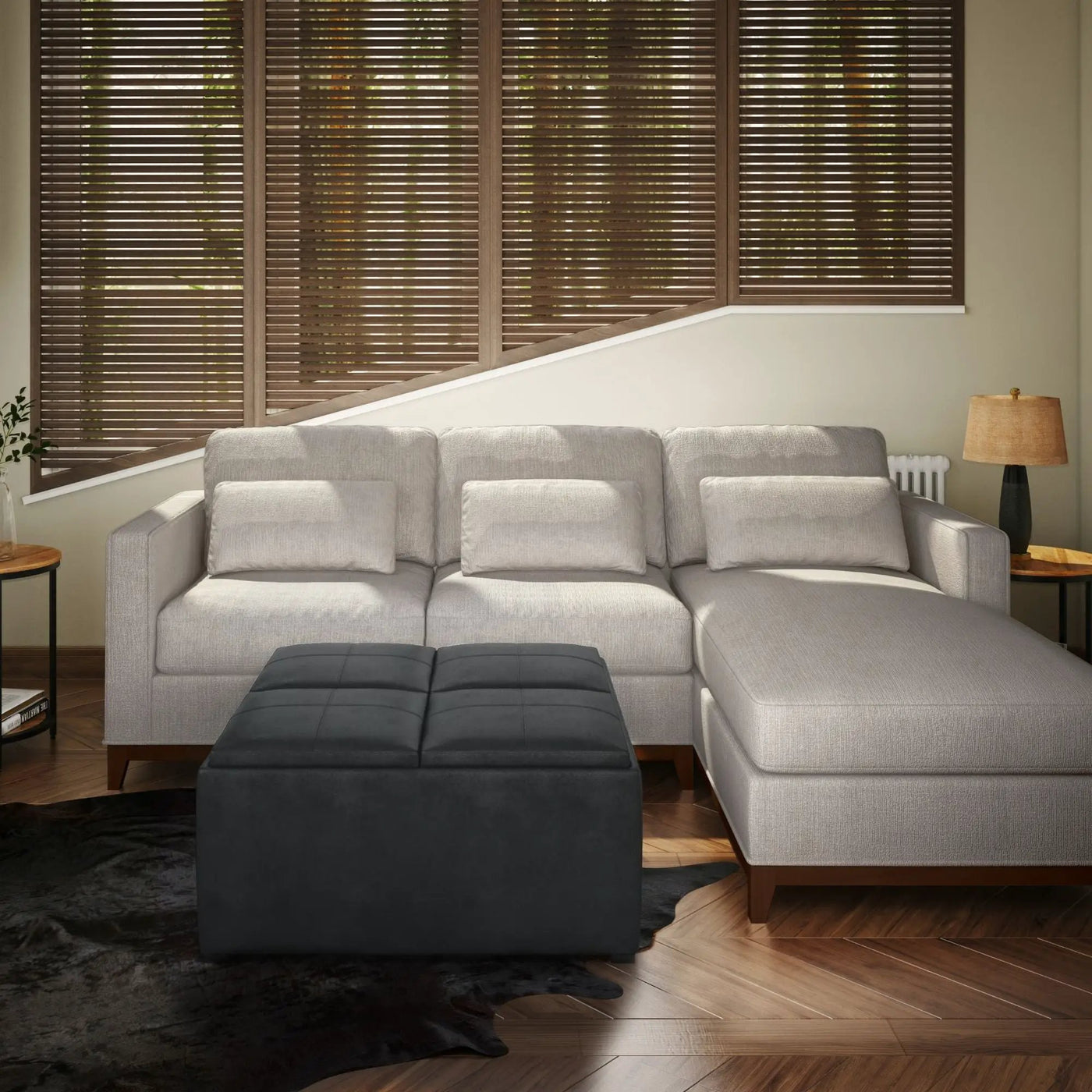 Avalon - Upholstered Square Coffee Table Storage Ottoman by HouseOfZazla