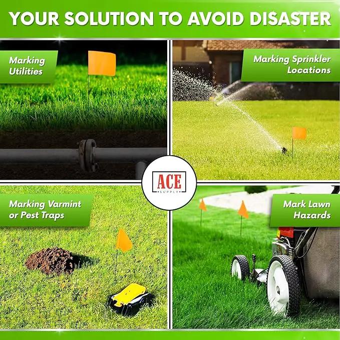 Yellow Marking Flags 1000 Pack - 4x5x15 Inch Yellow Flags for Yard - Markers For Lawn, Irrigation, Landscaping, Survey & Sprinkler Head Marking by GreenHaven Gardens