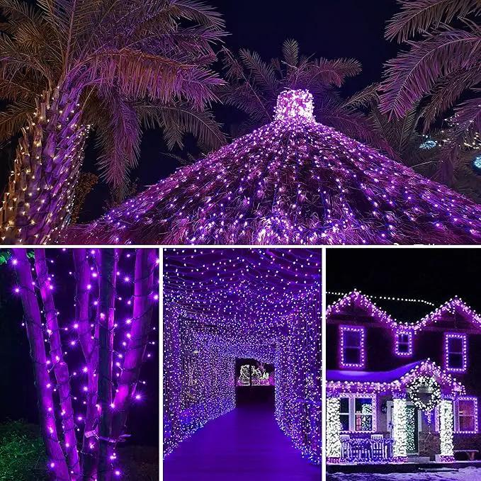 weillsnow 164FT 500 LED Purple Christmas Lights, 8 Modes Waterproof Plug in String Lights for Halloween Christmas Indoor Outdoor Yard Party Wedding Garden Home Decorations (Purple, 164FT) by GreenHaven Gardens