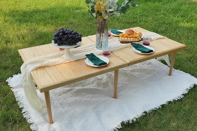 Double Height Picnic Table 30×30 Folded 60×30 Unfolded 200 lbs Load-Bearing Bohemian Style by GreenHaven Gardens
