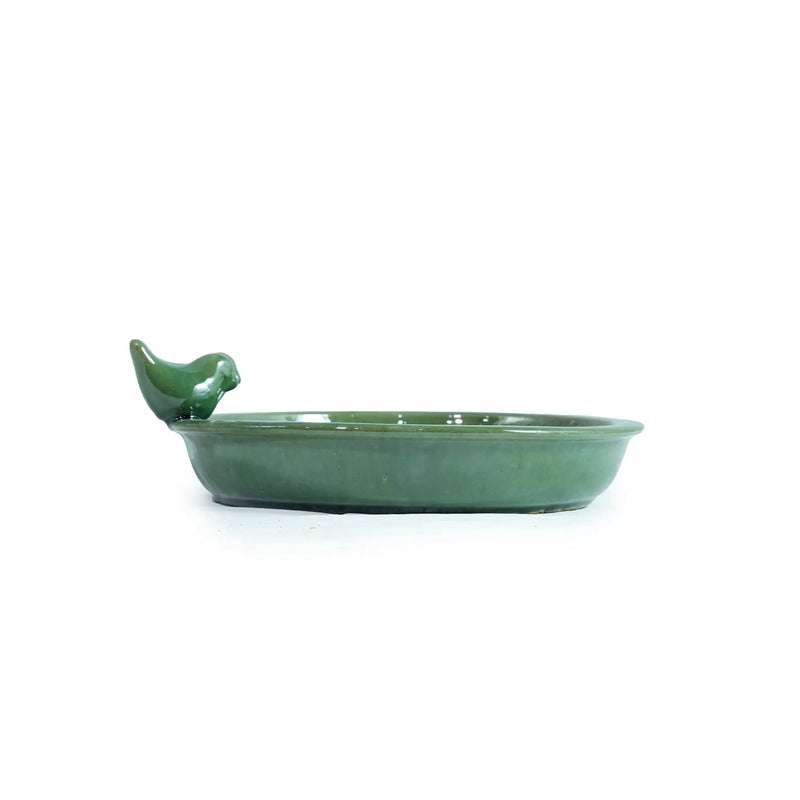 Handmade Ceramic Bird Bath, 11.8 Inch Olive by HouseOfZazla