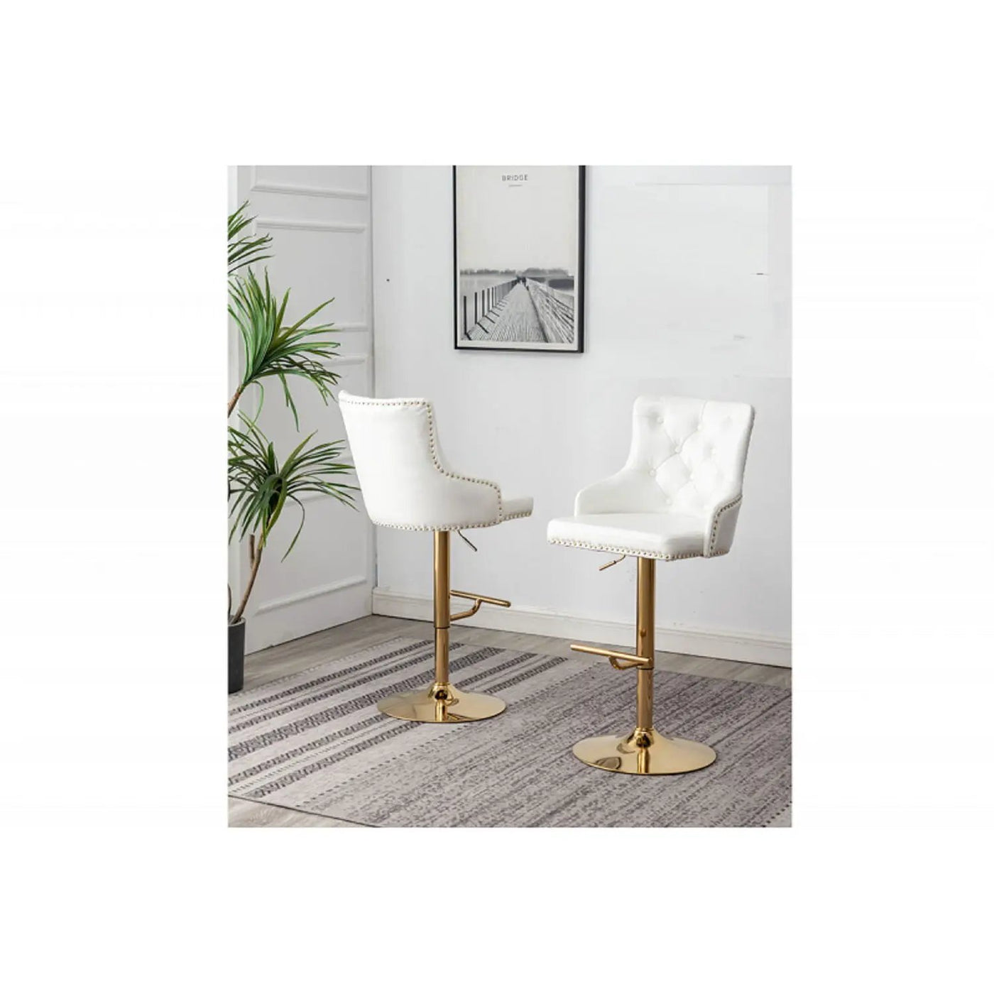 Adjustable Swivel Bar Stool With Nailhead Trim (Set of 2) by HouseOfZazla