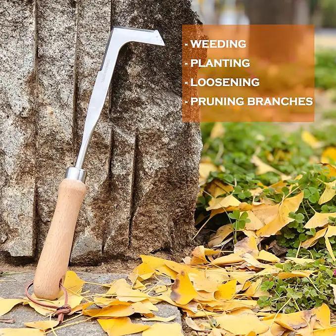 SHANFEEK Crack Weeder Weed Remover Tool for Garden Yard Weed Puller Hoe Gardening Tools Stainless Steel One-Piece Molding(L-Type) by GreenHaven Gardens