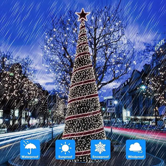 Extra-Long 288FT 800LED Solar Fairy String Lights, 4-Pack 72FT 200 LED Outdoor Twinkle Lights Waterproof 8 Lighting Modes Cool White Silver Wire Lights for Deck Backyard Tree Garden Fence Pool Party by GreenHaven Gardens