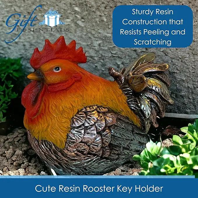 Rooster Garden Statue Quietly Holds a Hidden Key Outside for Your House or in Your Kitchen for Your Car by GreenHaven Gardens