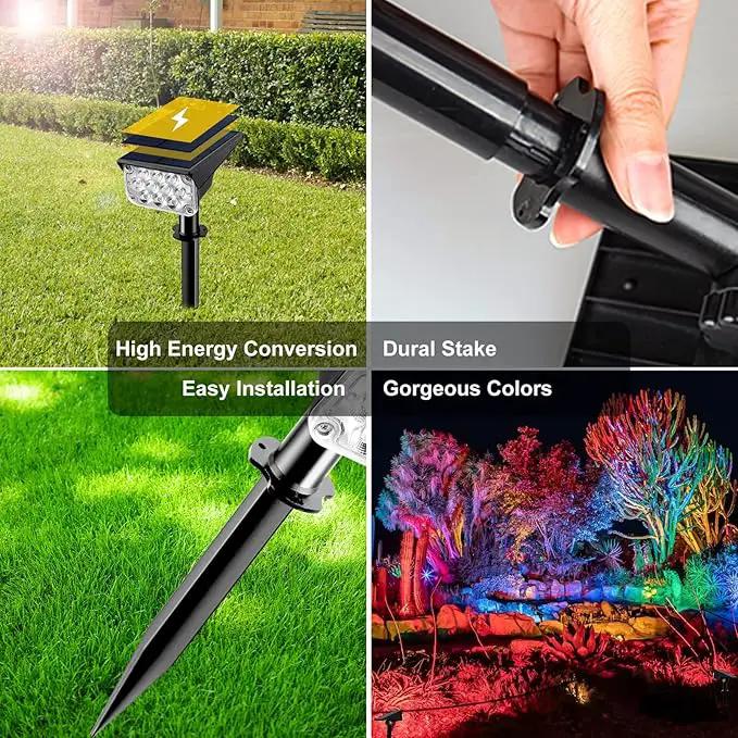 T-SUNUS Christmas Solar Spot Lights Outdoor Color Changing 4 Pack, IP65 Waterproof Solar Landscape Spotlights Garden Pond Lights, 2-in-1 RGB Lighting for Yard Pathway Driveway Walkway Tree Halloween by GreenHaven Gardens