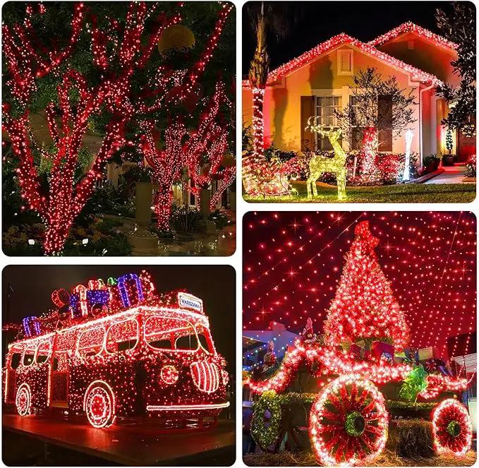 KNONEW 403FT 1000 LED Christmas String Lights Outdoor Green Wire Fairy Light 8 Modes & Timer Plug in Waterproof LED String Lights for Xmas Yard Tree Wedding Party Holiday Decorations(Red) by GreenHaven Gardens