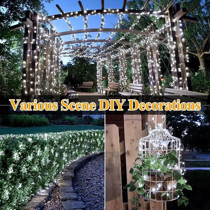Ollny Solar Outdoor Lights, 2 Pack Total 132FT 400LED Solar Fairy Lights, IP67 Waterproof 8 Modes String Lights for Tree Yard Garden Patio Party, Cool White by GreenHaven Gardens