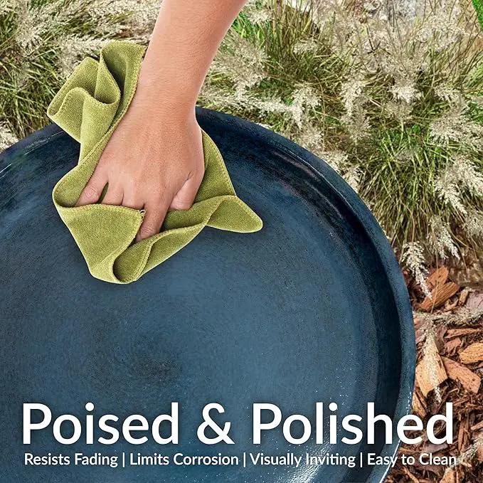 Sunnydaze Gleeful Garden Metal Bird Bath for Outdoors - Large Decorative Iron Birdbath - 23-Inch - Blue Glaze by GreenHaven Gardens