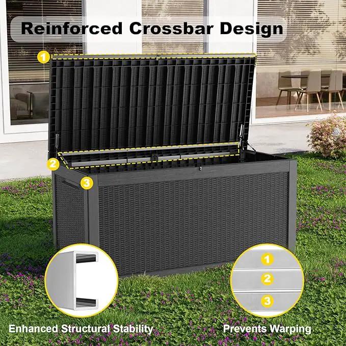 268 Gallon Outdoor Deck Box,Storage Lockable Waterproof Patio Furniture,Garden Tools,Cushions,Pool Accessories Outside Storage Resin Box(Black) by GreenHaven Gardens