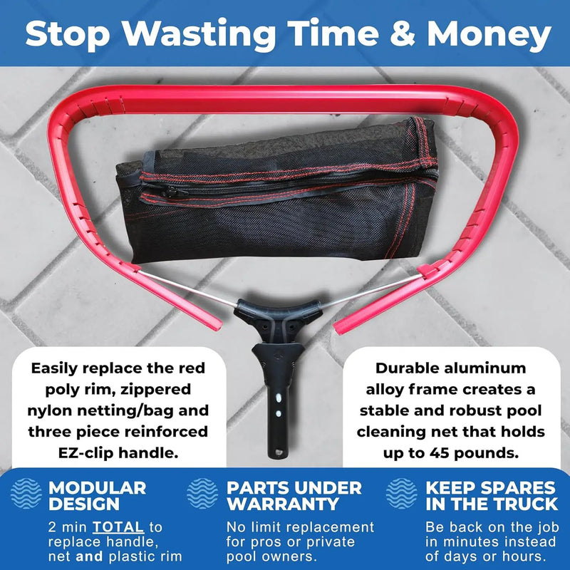 ProTuff 19" Fine Pool Net for PROS – “490 Promise” Unlimited Unconditional Replacement – Cleans 3X Faster Than Vacuum – Wide Pool Skimmer Net with Deep Bag for Easy Maintenance of Leaves, Bugs, Debris by GreenHaven Gardens