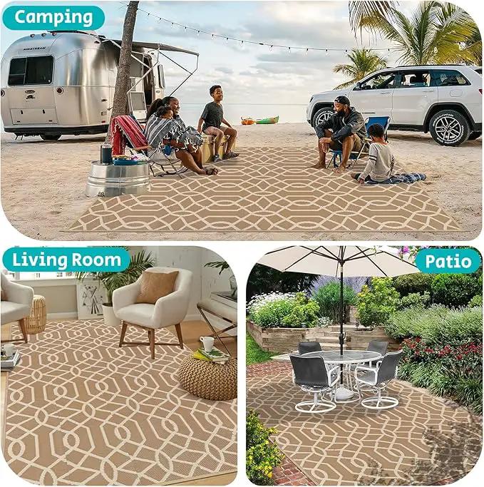 HEBE Outdoor Rug Waterproof 9x12, Reversible Plastic Straw Rug RV Camping Rug, Indoor Outdoor Patio Mat Clearance, Outside Carpet for Porch,Deck,Camper,Balcony,Backyard,Picnic by GreenHaven Gardens