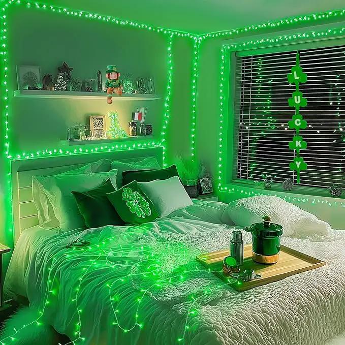 JMEXSUSS Green Lights for St Patrick's Day Decoration, 200 LED Green Christmas Lights Clear Wire, Connectable Green String Lights Indoor Outdoor for Spring Tree Garden St. Patricks Day Decor by GreenHaven Gardens