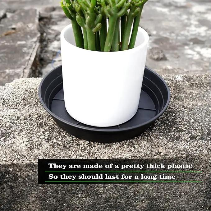4 Packs 8 Inches Plant Saucer Drip Trays, Round Plastic Plant Pot Saucers Flower Pot Tray for Indoor Outdoor by GreenHaven Gardens
