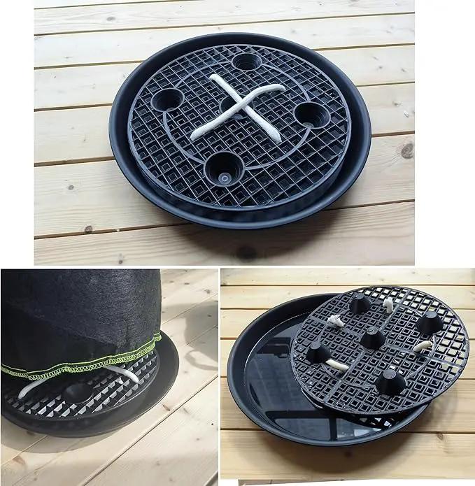 Plastic Plant Saucer Stand,4-Pack 14 inch, Elevated Plant Saucer Self-Watering Fabric Pot Base, Use Nonwoven Grow Bags, Plant Saucers Flower Pot Tray for Indoor-Outdoo and Grow Tents Greenhouses by GreenHaven Gardens