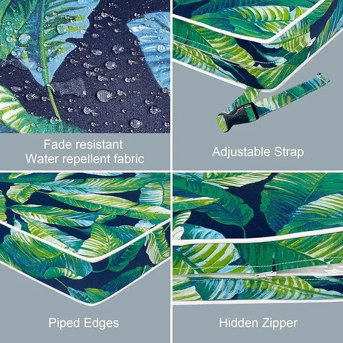 LVTXIII Patio Chair Cushions 22"x22"x3", Water-Repellent Outdoor Seat Cushions for Patio Furniture, Square Chair Pads with Ties for Home Garden Decoration, Set of 2, Hanalei Lagoon by GreenHaven Gardens