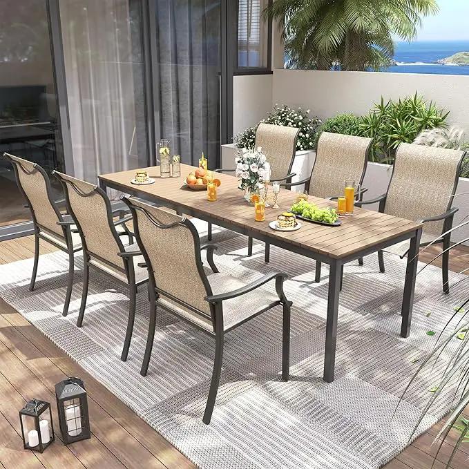 UDPATIO Patio Dining Chairs Set of 6, High Back Wide Seat Outdoor Furniture Chairs with All Weather Breathable Textilene, for Garden Lawn, Brown by GreenHaven Gardens