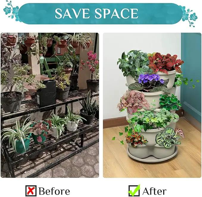 Amazing Creation Stackable Planter, Vertical Oasis Tiered Garden Planter, Grow Vegetables, Herbs, and Succulents with Ease by GreenHaven Gardens