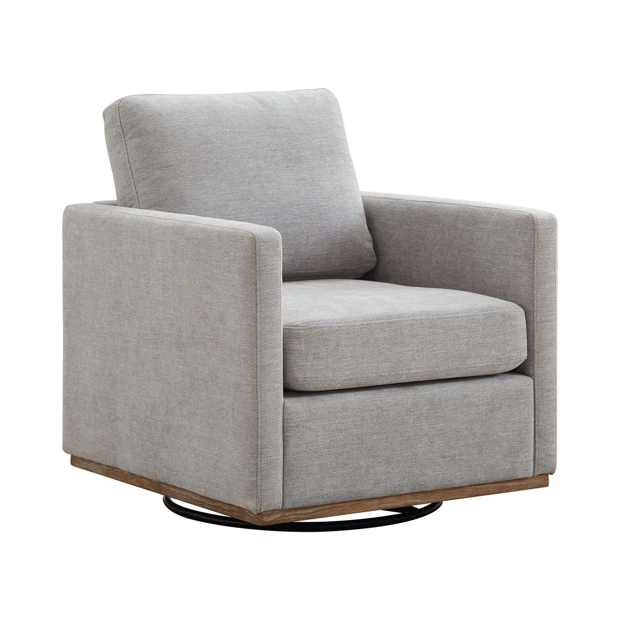Modern Square Upholstered Swivel Accent Chair with Metal Base by HouseOfZazla